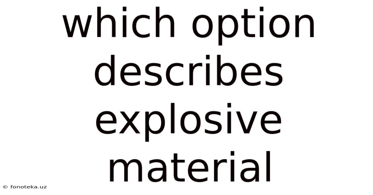 Which Option Describes Explosive Material