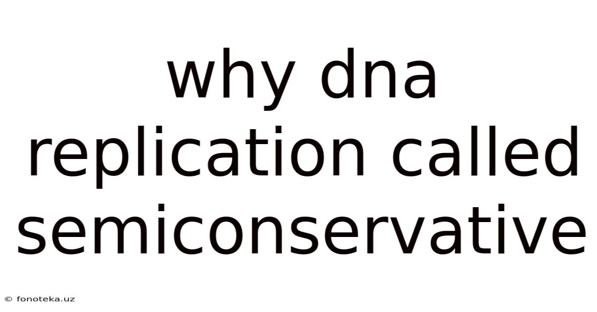 Why Dna Replication Called Semiconservative