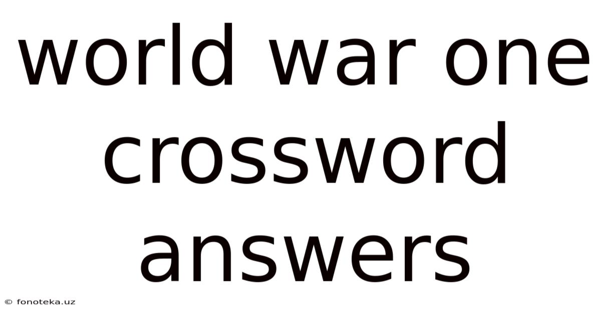 World War One Crossword Answers
