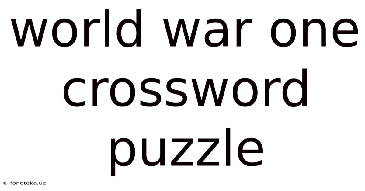 World War One Crossword Puzzle