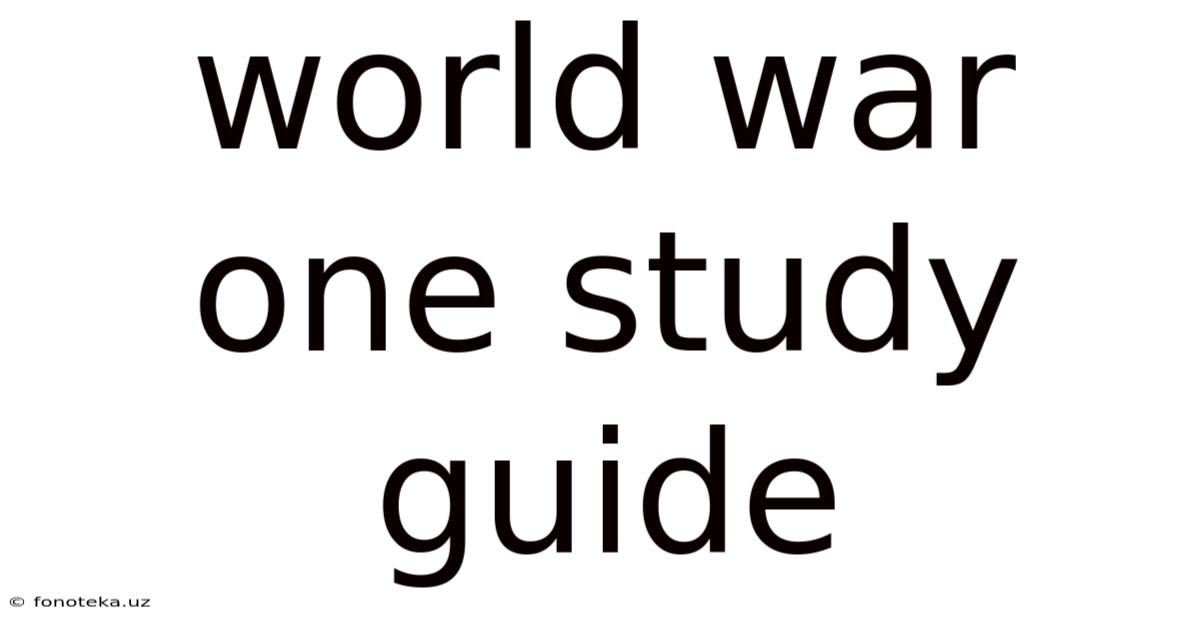 World War One Study Guide